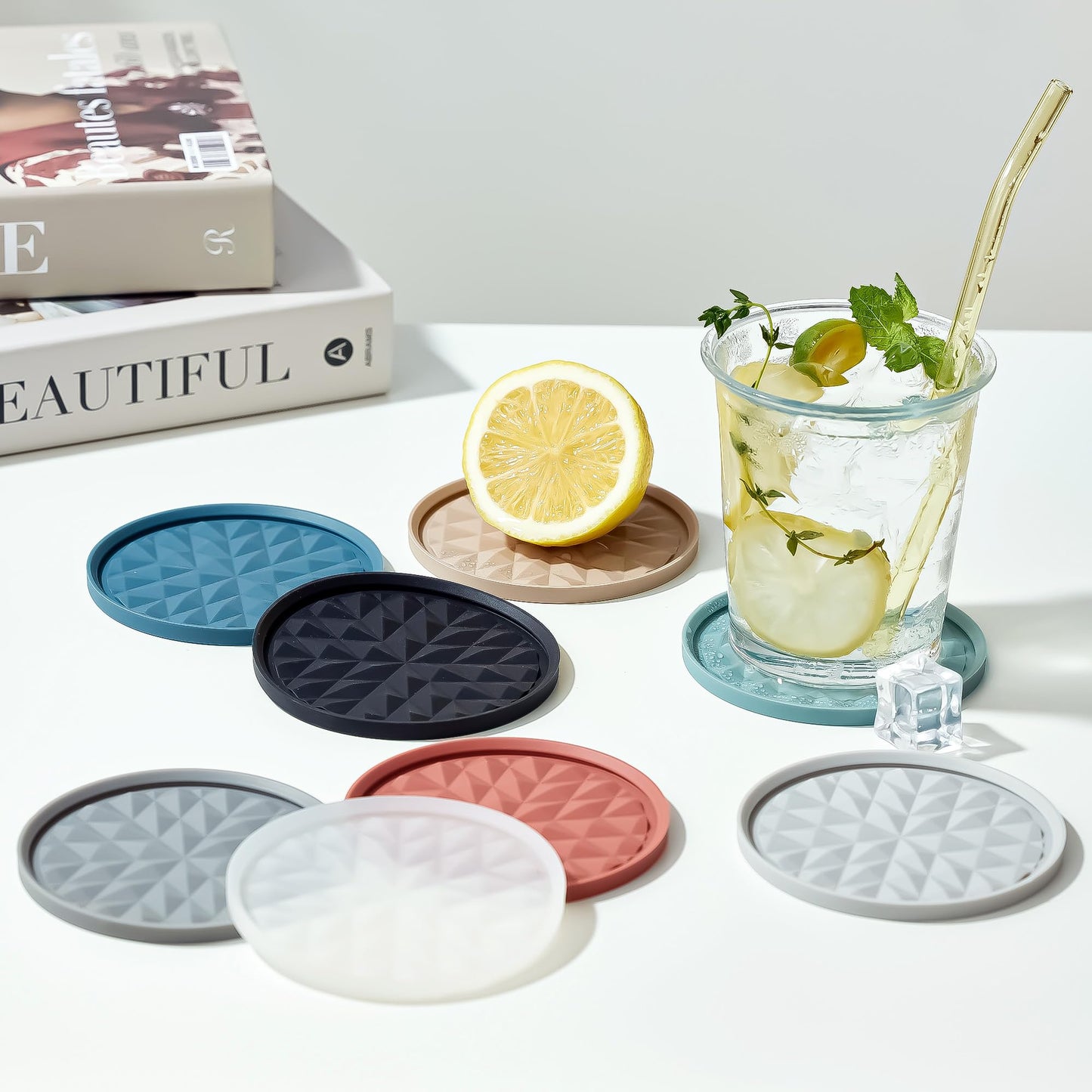 Wingcases Silicone Coasters for Drinks[2 Pack for Office]- Cup Mat for Tabletop Protection-Non-Slip, Non-Stick, Coffee Table Decor, Great Gift for Any Occasion, Pink
