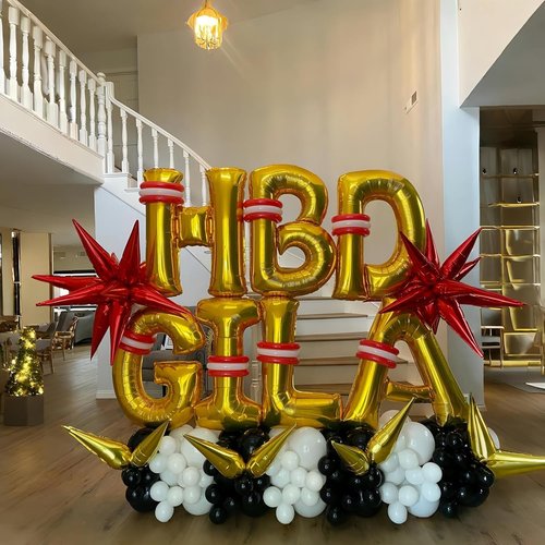Gold Letter Balloons by [Brand Name] - 40 Inch Self-Inflating Alphabet Balloons for Men’s Birthday & Anniversary Decor