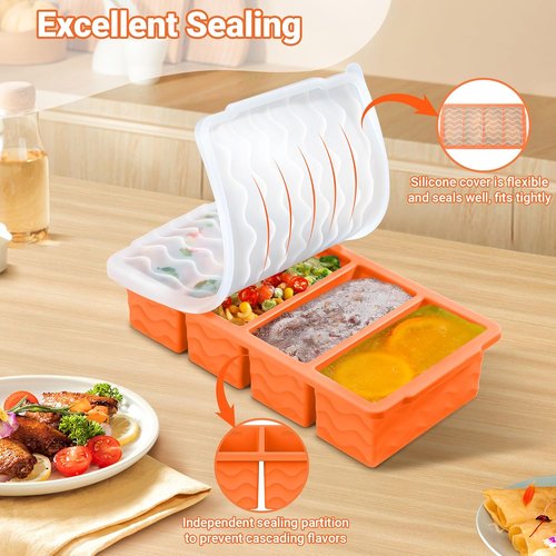 Doasuwish Silicone Freezer Tray - 1-Cup Soup Container with Lid for Meal Prep & Food Storage | 2 Pack