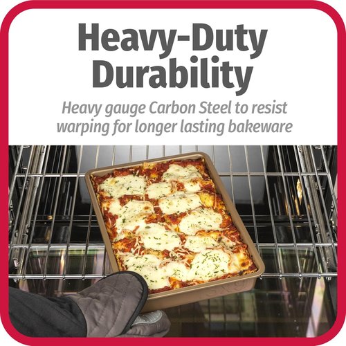 GoodCook BestBake Nonstick Bronze Baking Pan - 9" x 13" Textured Carbon Steel | Scratch-Resistant & Easy Cleanup