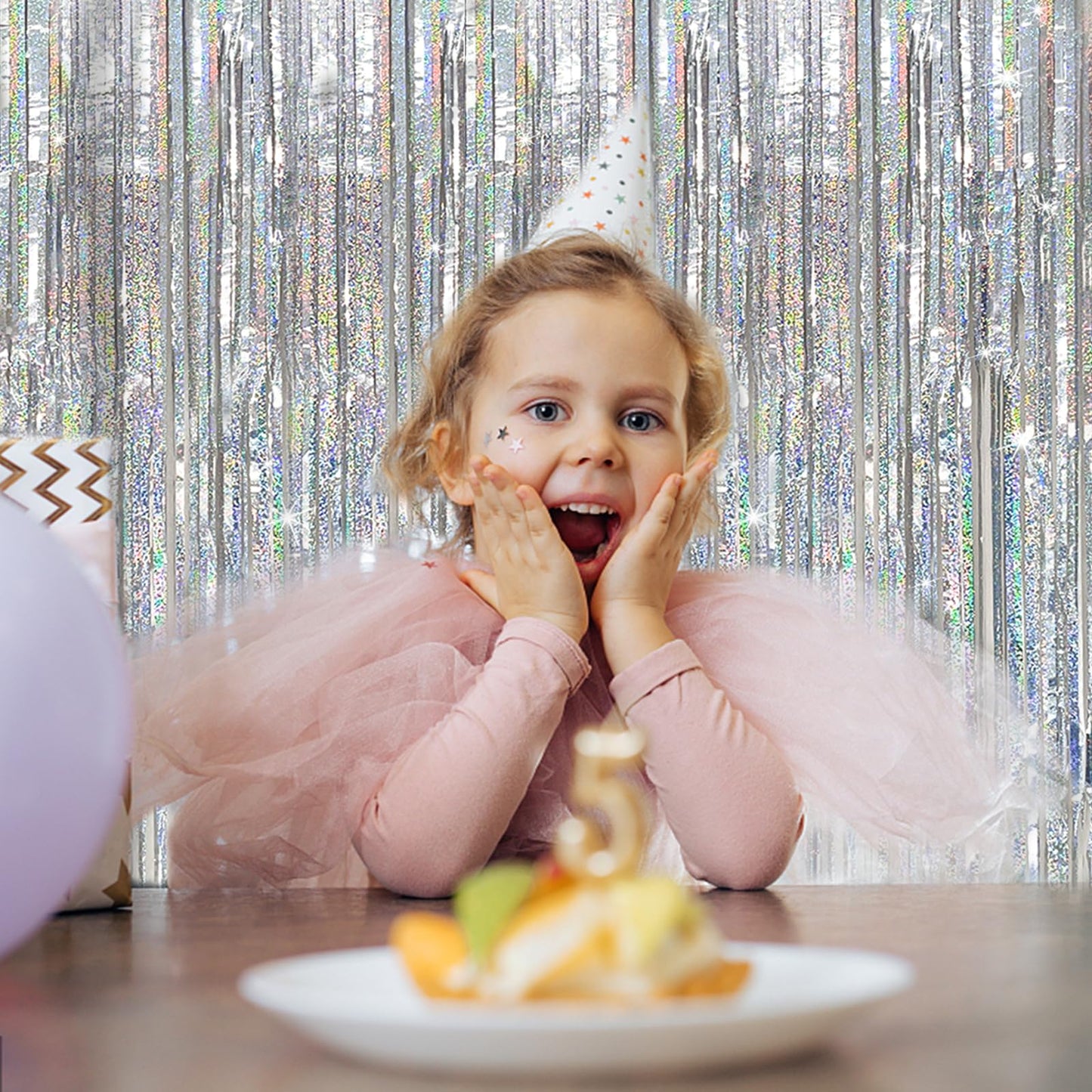 Tinsel Curtain Party Backdrop Silver Birthday Party Decorations 10 Packs Glitter Foil Fringe Curtain Party Decor Streamers Photo Booth for Birthday Christmas Wedding Halloween Graduation Decorations