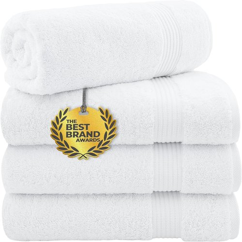 Cotton Paradise Extra Large Turkish Bath Towels - Soft Plush 4-Piece Set in White