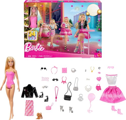 Barbie Holiday Advent Calendar - 24 Surprises with Clothing, Accessories & Puppy | Blonde Doll