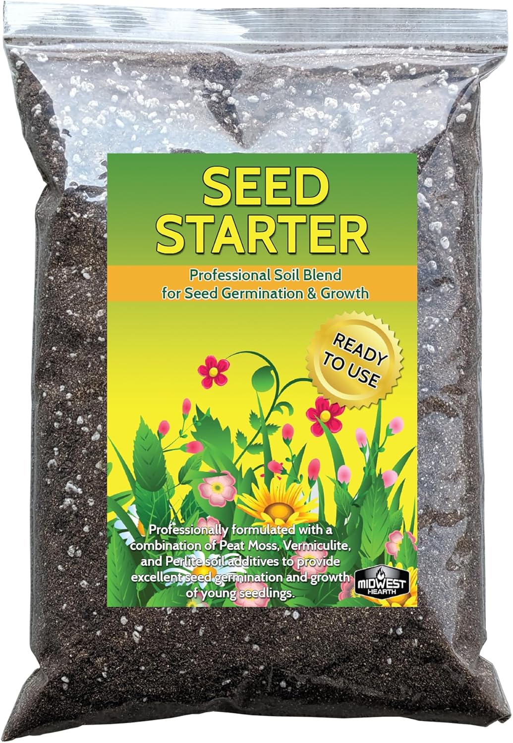 Seed Starter Natural Potting Soil Mix - Ideal for Germination and Growth | 4 Dry Quarts Made in USA