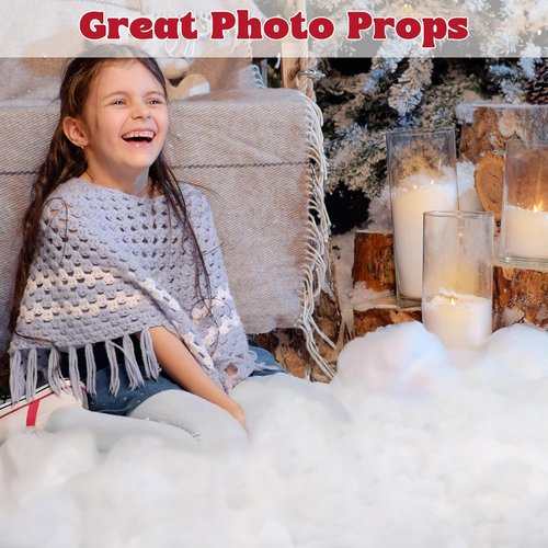 Artificial Fake Snow by [Brand Name] - 2LB Vacuum-Packed White Cotton for Christmas Decor | Fluffy Indoor Snow for Crafts & Parties