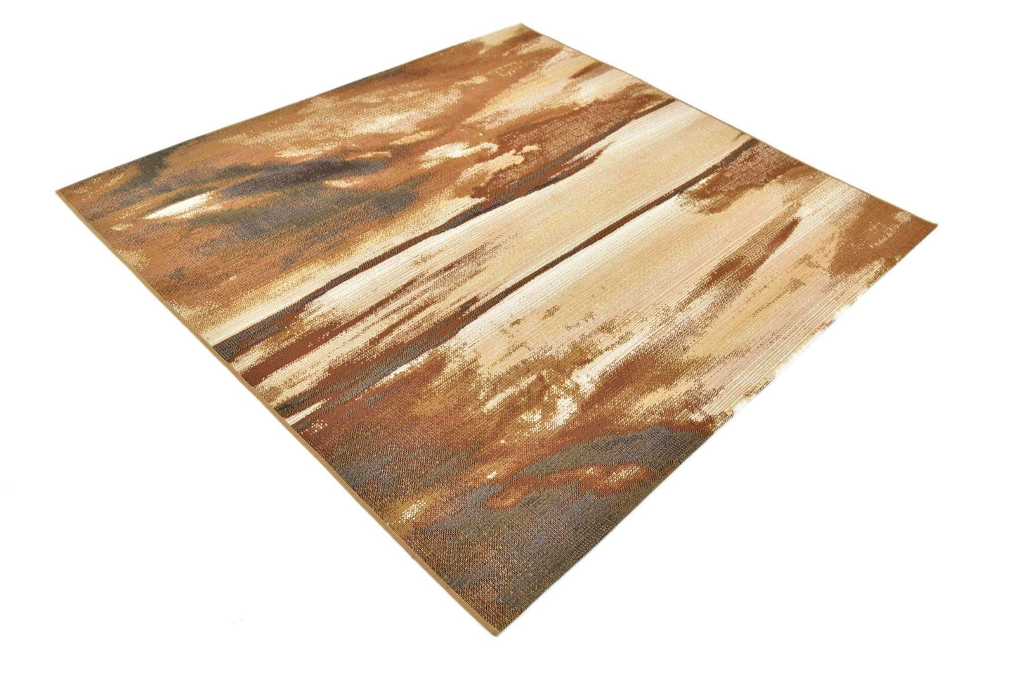 Unique Loom Outdoor Modern Collection Area Rug - Shore (5' 4" Square, Brown/ Beige)