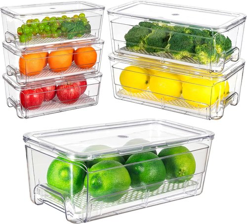Imncya Stackable Fridge Organizer Drawers - Clear Storage for Fruits, Veggies & Food | 6 Pack