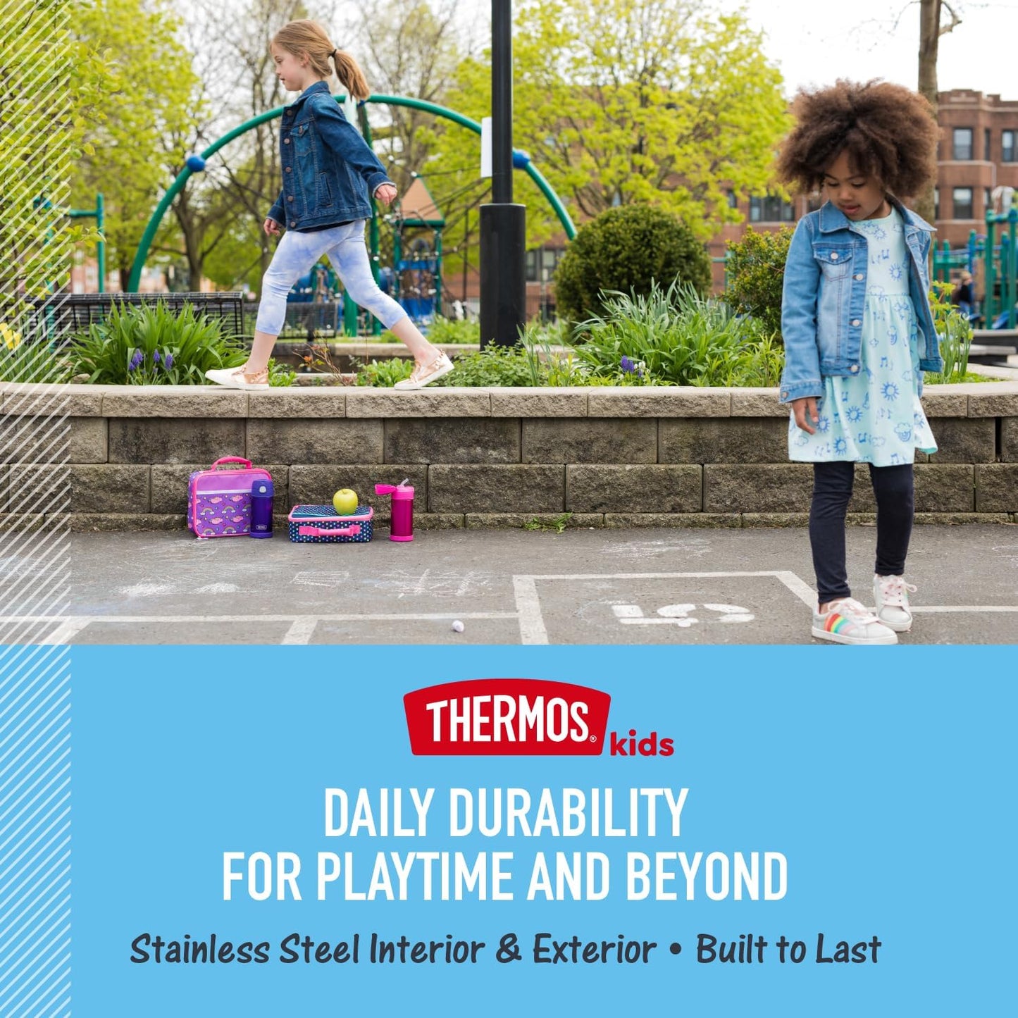 THERMOS FUNTAINER Water Bottle - 12 Ounce Kids Stainless Steel Vacuum Insulated with Straw | Space Frog Design