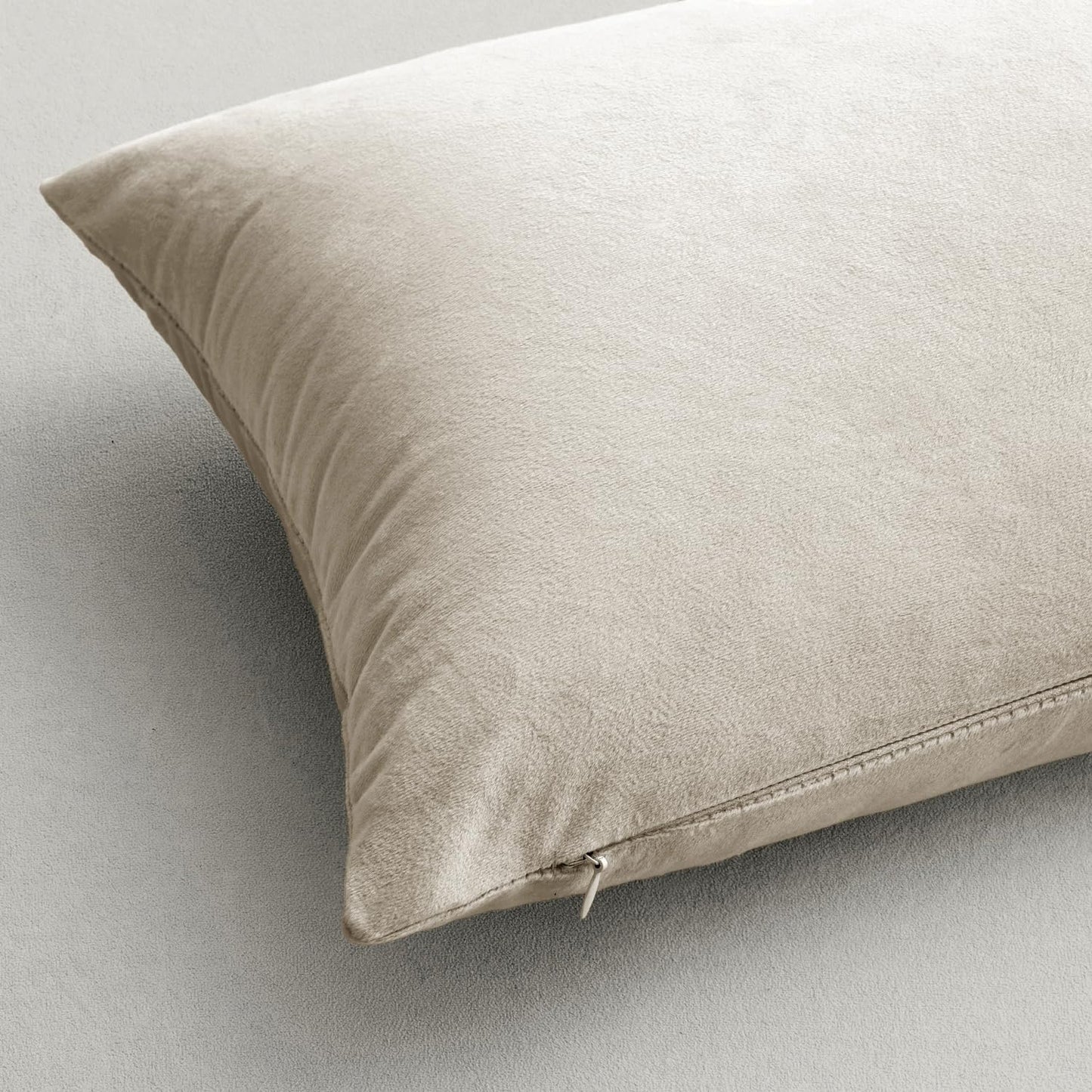MIULEE Velvet Throw Pillow Covers - Soft Cream White Decorative Cushions, 12x12 Inch, Set of 2 for Modern Home Decor