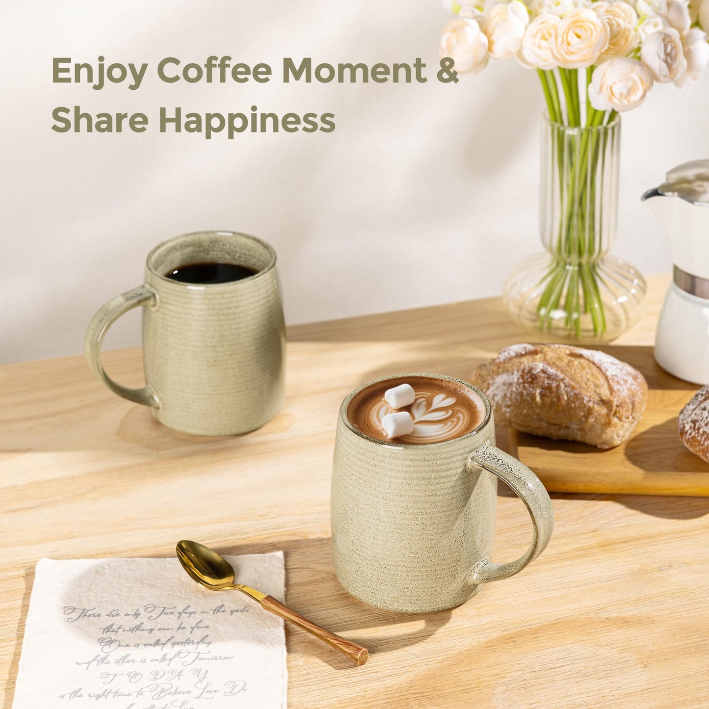 GBhome Large Coffee Mugs Set of 4, 18oz Handmade Ceramic Coffee Mugs Set with Gradient color for Latte/Tea/Beer/Hot Cocoa, Dishwasher & Microwave Safe, Cappuccino