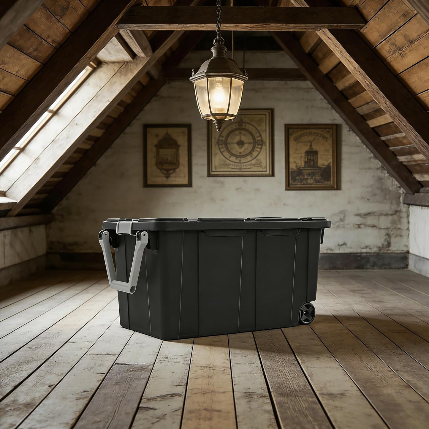 40 Gallon Storage Bins with Lids by [Brand Name] - Extra Large Tote with Wheels for Attic, Basement & Closet | Dark Gray
