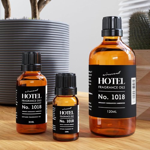 AirScent Hotel Diffuser Oil No. 1018 - Bergamot Sandalwood Amberwood - Premium Fragrance for Diffusers | 10 ml Glass Bottle