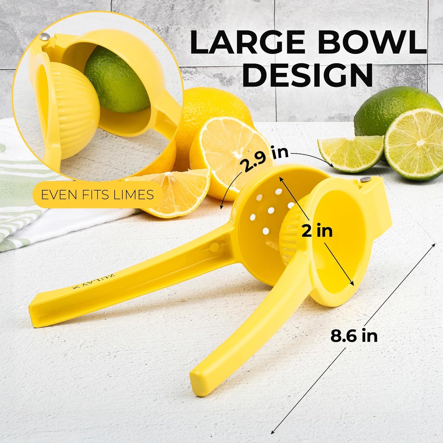 Zulay Kitchen Metal Lemon Squeezer - Easy-To-Use Handheld Citrus Juicer - Manual Press for Maximum Juice Extraction