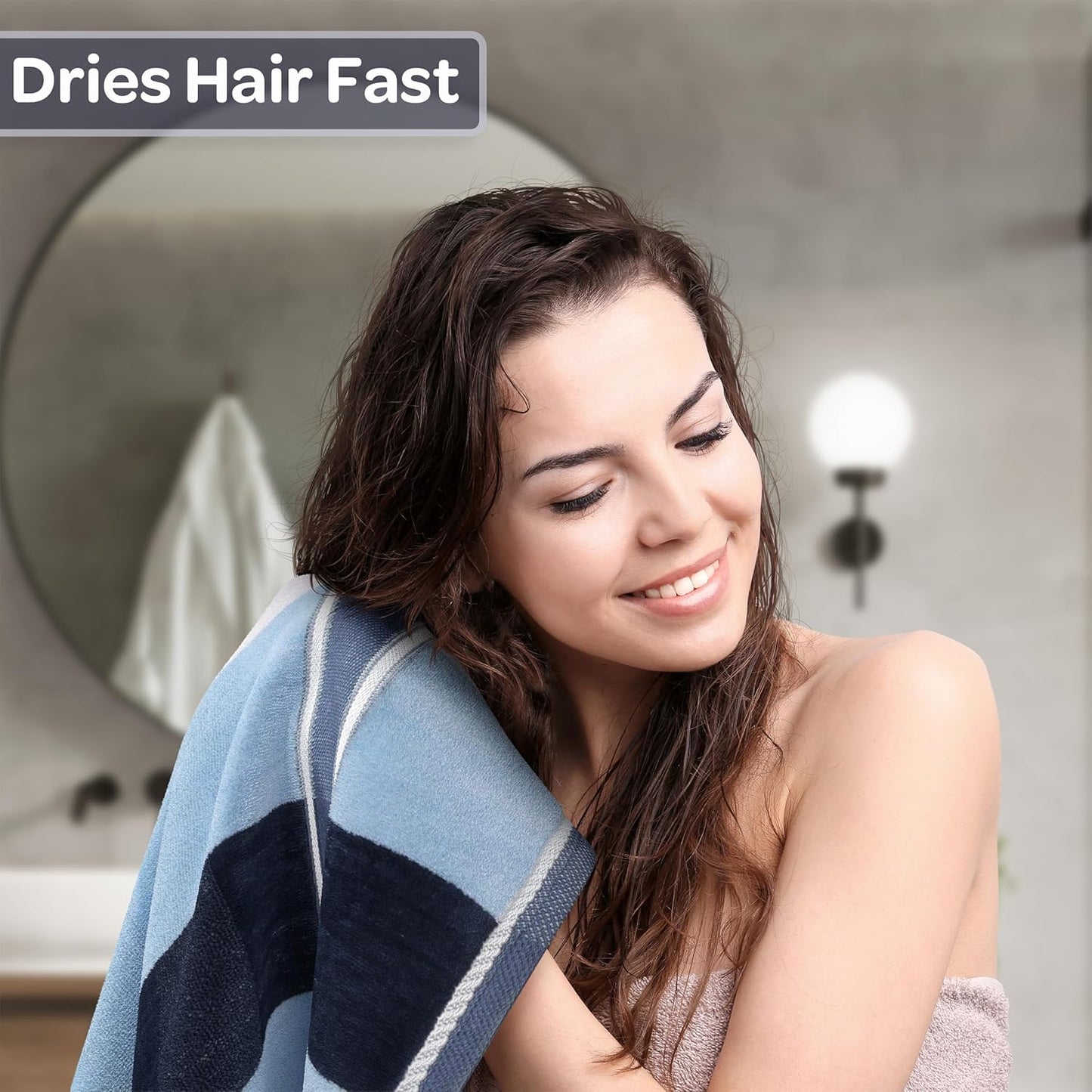 Lavish Home 6 Piece Bathroom Towels Set - Soft 100% Cotton Towels | 525 GSM - Navy Color for Shower & Spa