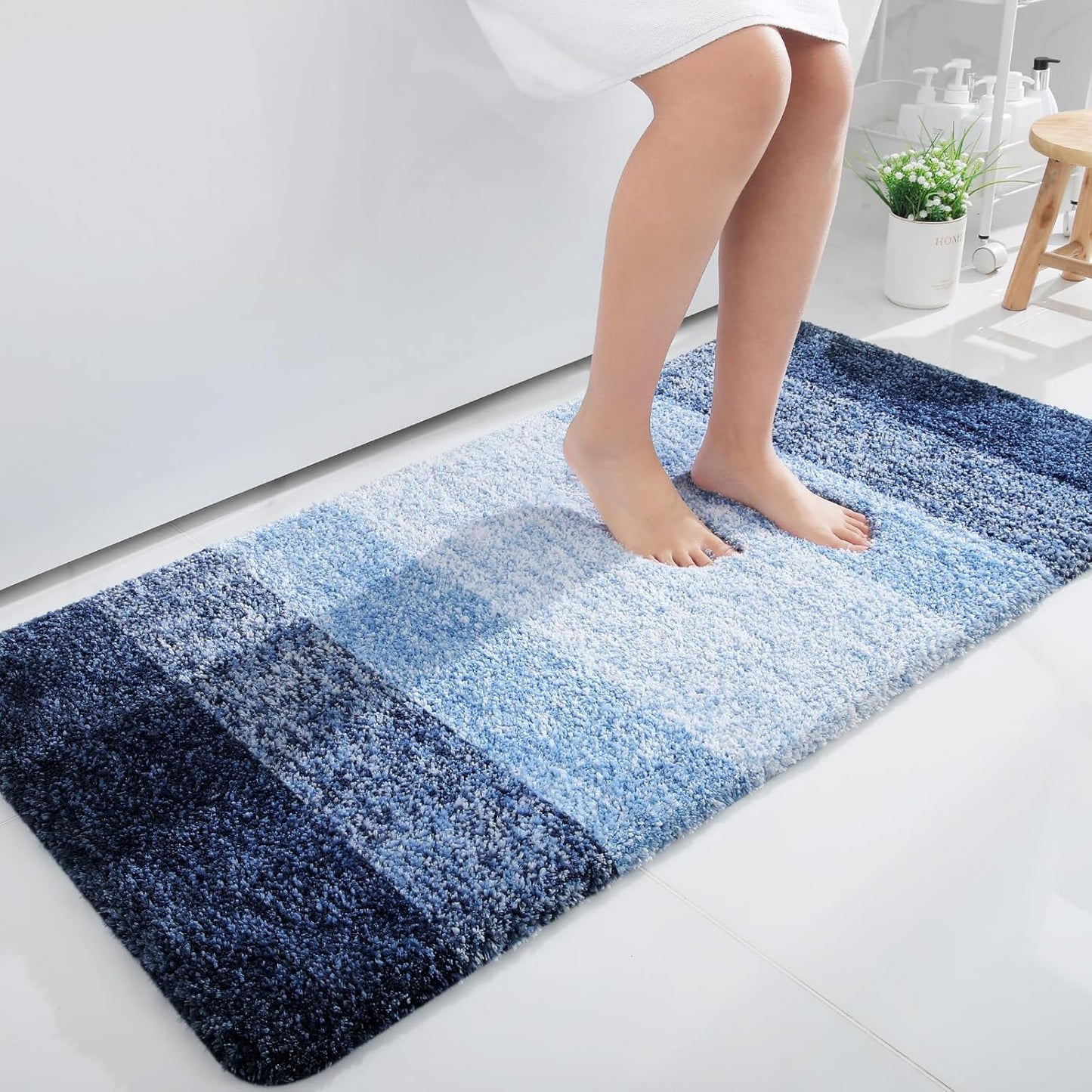 OLANLY Large Bathroom Rugs - Extra Soft Microfiber Mat | Quick-Dry, Machine Washable, Navy 50x30