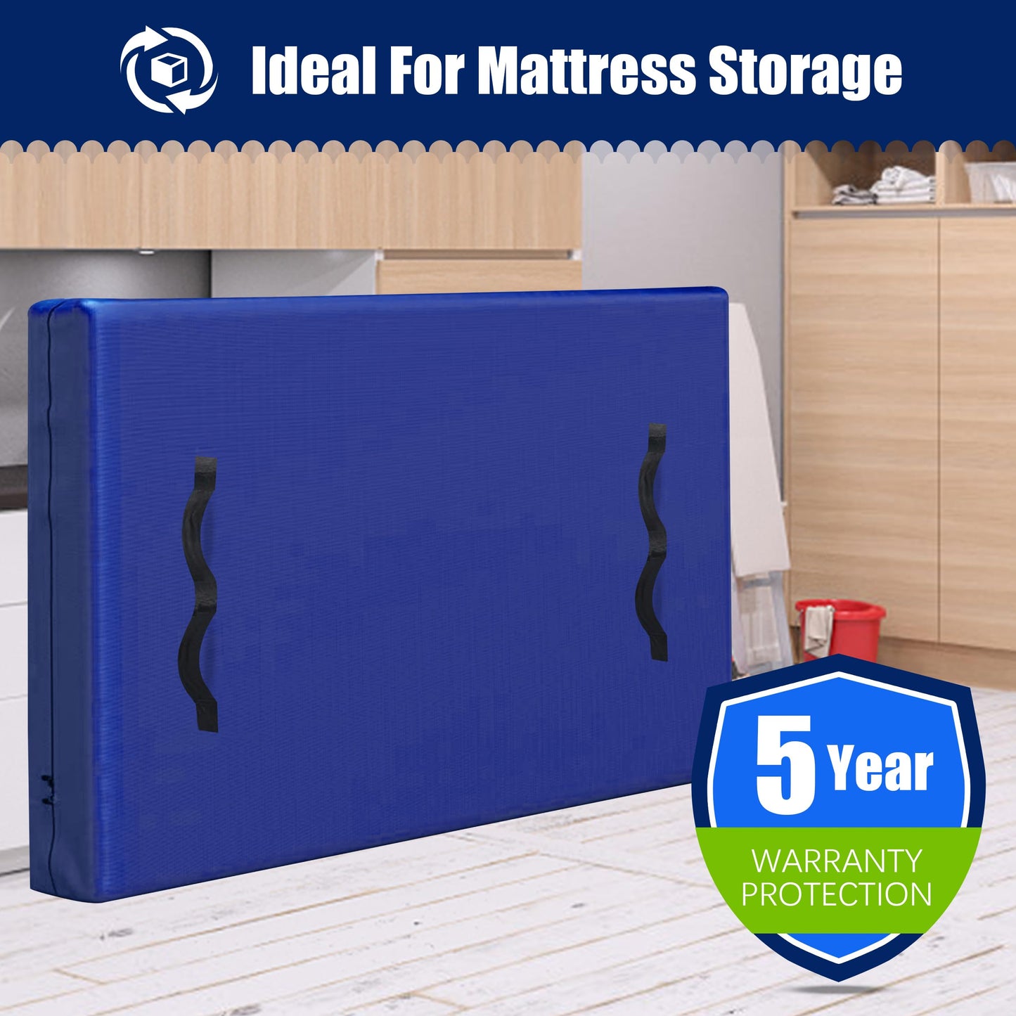Cosy Family Mattress Bags for Moving with 8 Handles - 170GSM Extra-Thick Mattress Bag for Moving Supplies - Reusable Mattress Cover Protector Storage with Zipper - Queen Size - Blue