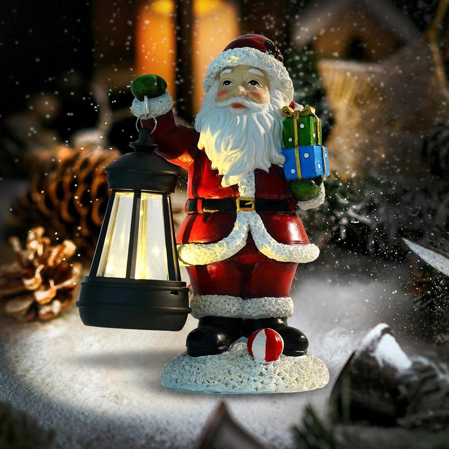 Skiennix Santa Claus Decor - Standing Figurines with Lantern Light for Indoor Ornaments | 2025 Holiday Centerpieces