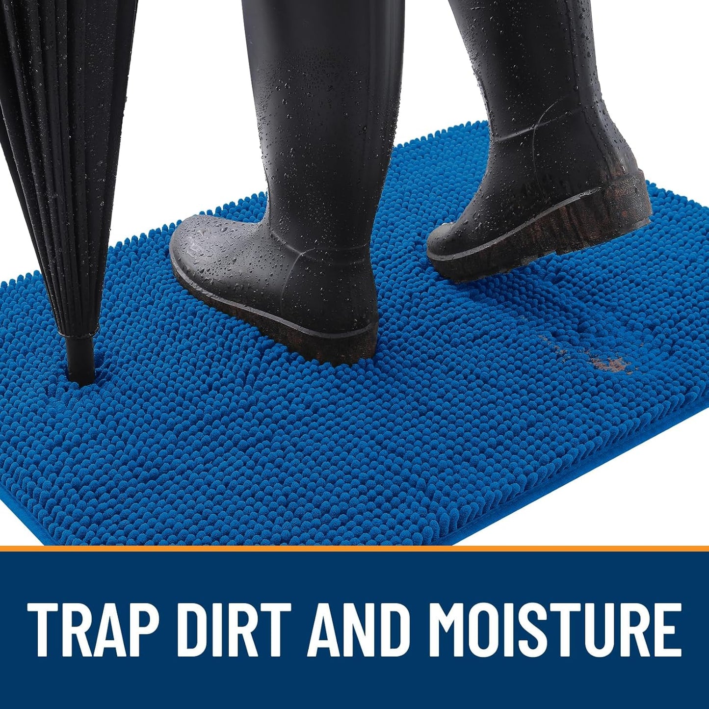 OLANLY Dog Door Mat - Absorbent Non-Slip Washable Doormat for Muddy Paws | 47x17 Deep Navy Blue