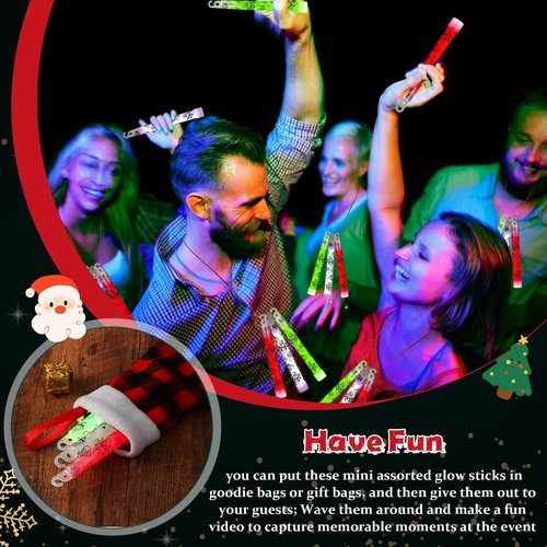 Jenaai Glow Sticks Bulk Hanging Wands 6 Inch Mini Sticks Goodie Bags Fillers Glow in the Dark Party Favors Supplies (12 Pcs,Santa Claus)