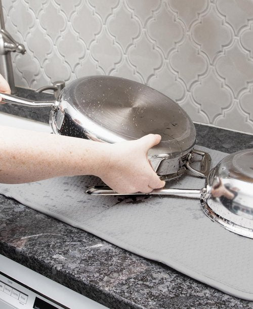 All-Clad Premium Reversible Dish Drying Mat for Kitchen: 16" x 28" Ultra-Absorbent, Long-Lasting, No Condensation, and Oversized for Large Pots and Pans - 1 Pack, Titanium