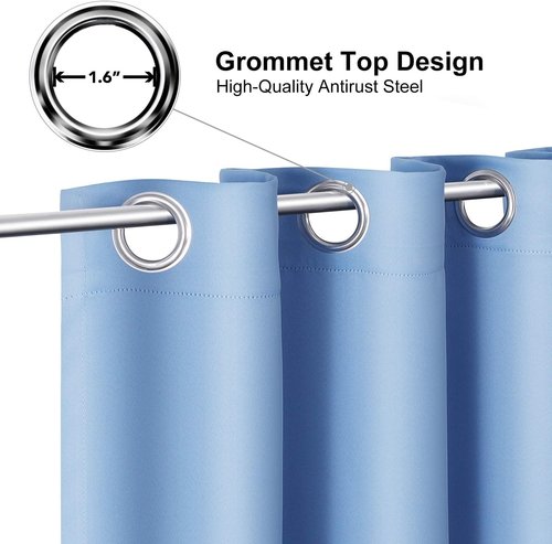 ChrisDowa Grommet Blackout Curtains - Thermal Insulated Room Darkening Panels (Sky Blue, 52W x 45L)