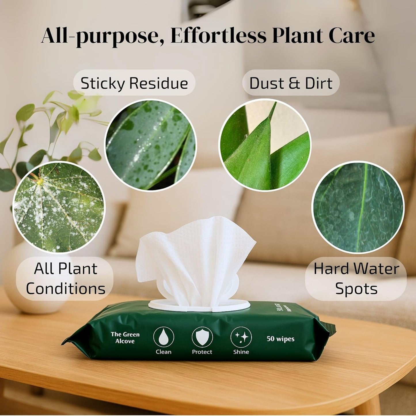 Skiennix Plant Leaf Cleaner & Shine - 2 Pack of 50 for Lush, Healthy Leaves