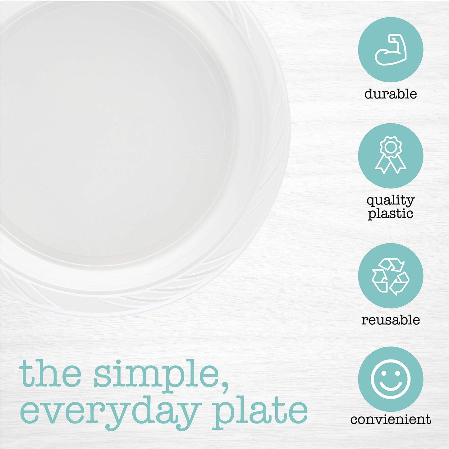 200 Count Disposable 10 Inch White Plastic Dinner Plates Extra Large