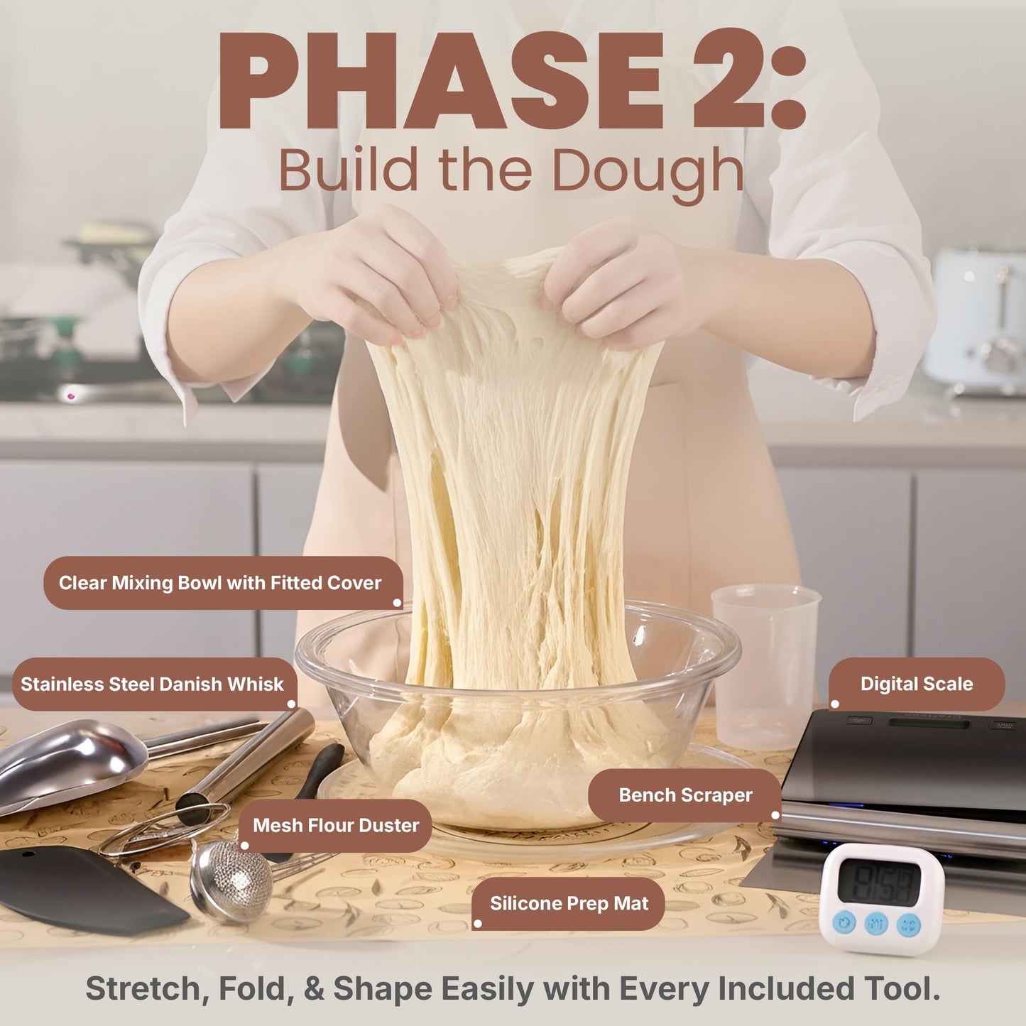 CraftZee Super All-Inclusive 𝗣𝗥𝗘𝗠𝗜𝗨𝗠 Sourdough Starter Kit with Pot - Sourdough Bread Baking Supplies, Scale, Oval & Round Baking Slings, 4 proofing Baskets, Bowl, Timer, Beginner Guide Recipes