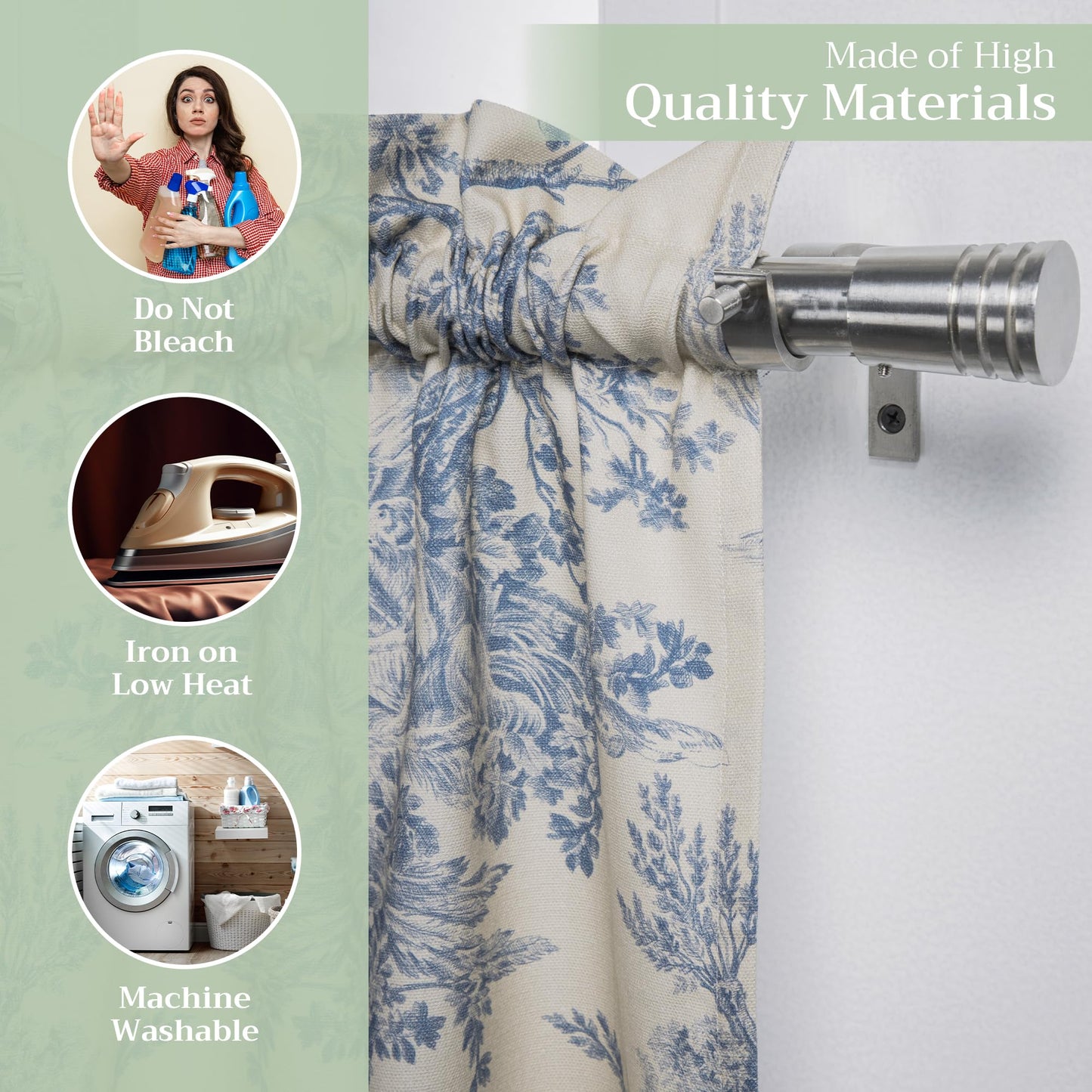 Maison d' Hermine Kitchen Curtain Set for Windows 100% Cotton Set of Kitchen Curtain Valance for Home [2 Tier (28"X36") and 1 Valance (56"X18")] Café Gifts for Mothers Day (The Miller - Blue)