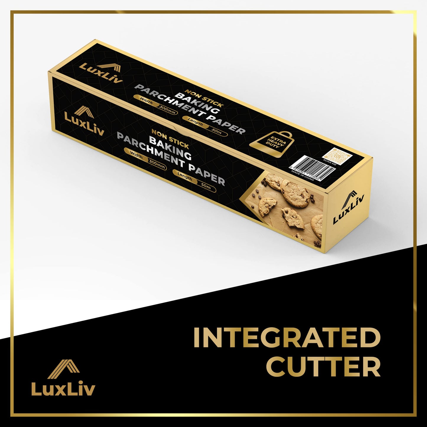 LuxLiv® Unbleached Brown Parchment Paper Roll – Natural Non-Stick Baking Paper, Heavy Duty & Greaseproof, Oven & Air Fryer Safe Baking Roll for Cookies, Bread & Cooking – 30cm x 50m