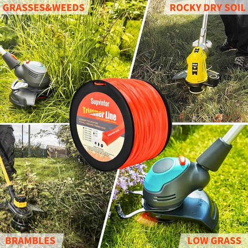 065 Trimmer Line - Commercial Square Weed Eater String | 0.065 Inch, 2000ft, 3lb, Orange