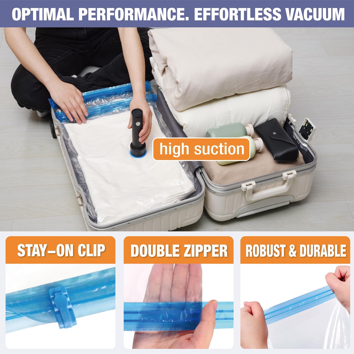 Travel Vacuum Storage Bags with Rechargeable USB Air Pump, Space Saver Vacuum Seal Bags for Luggage, Sealer Compression for Clothes, Comforters, Blankets, Bedding, 12 Combo