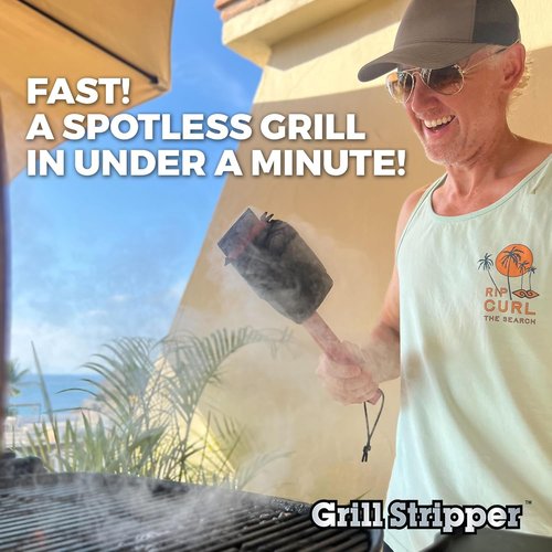 GRILL STRIPPER Bristle-Free Grill Brush - Patent-Pending Triple Scraper & Dishwasher Safe Design