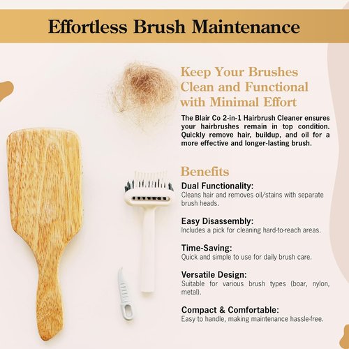 BlairCo Hair Brush & Comb Cleaner Tool - 2-in-1 Design for Easy Hair Removal & Disassembly | Ideal for Salon & Home Use