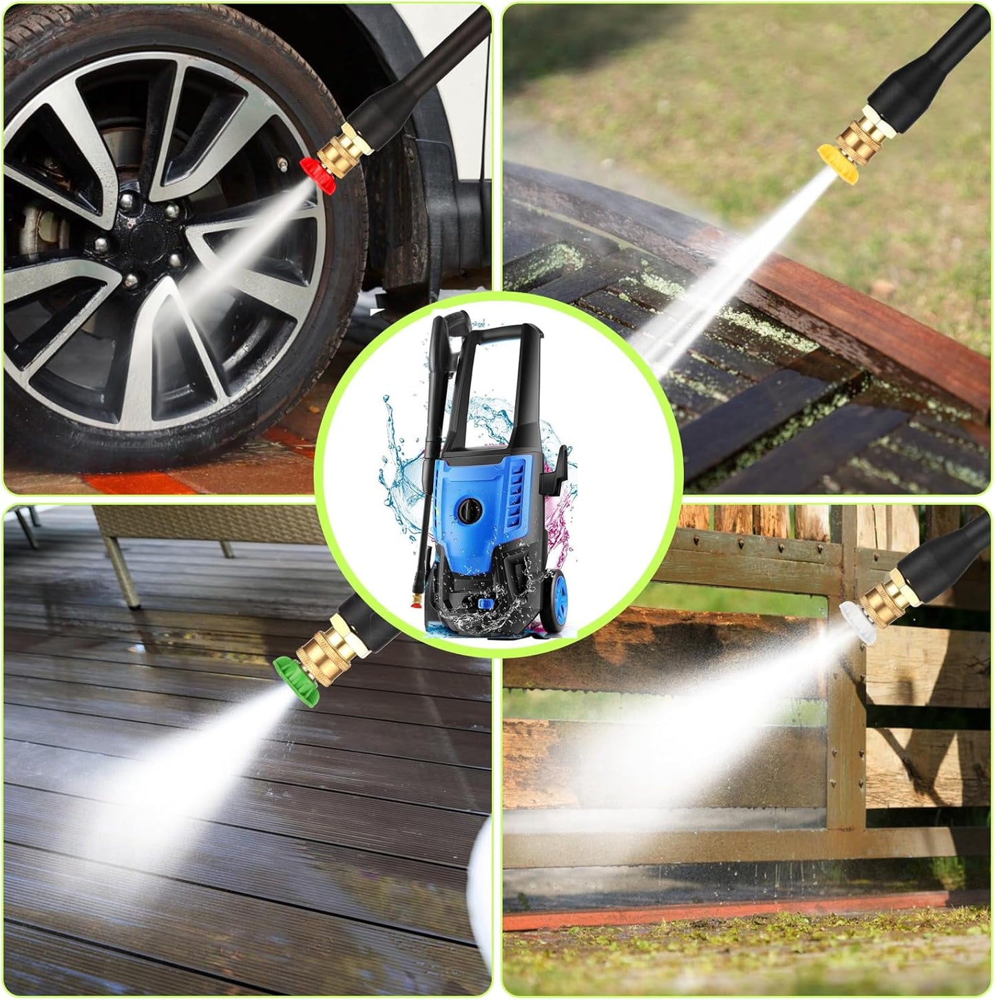Skiennix Electric Pressure Washer - 5000 PSI Portable Power Washer with 4 QC Nozzles & Foam Cannon - Deep Blue
