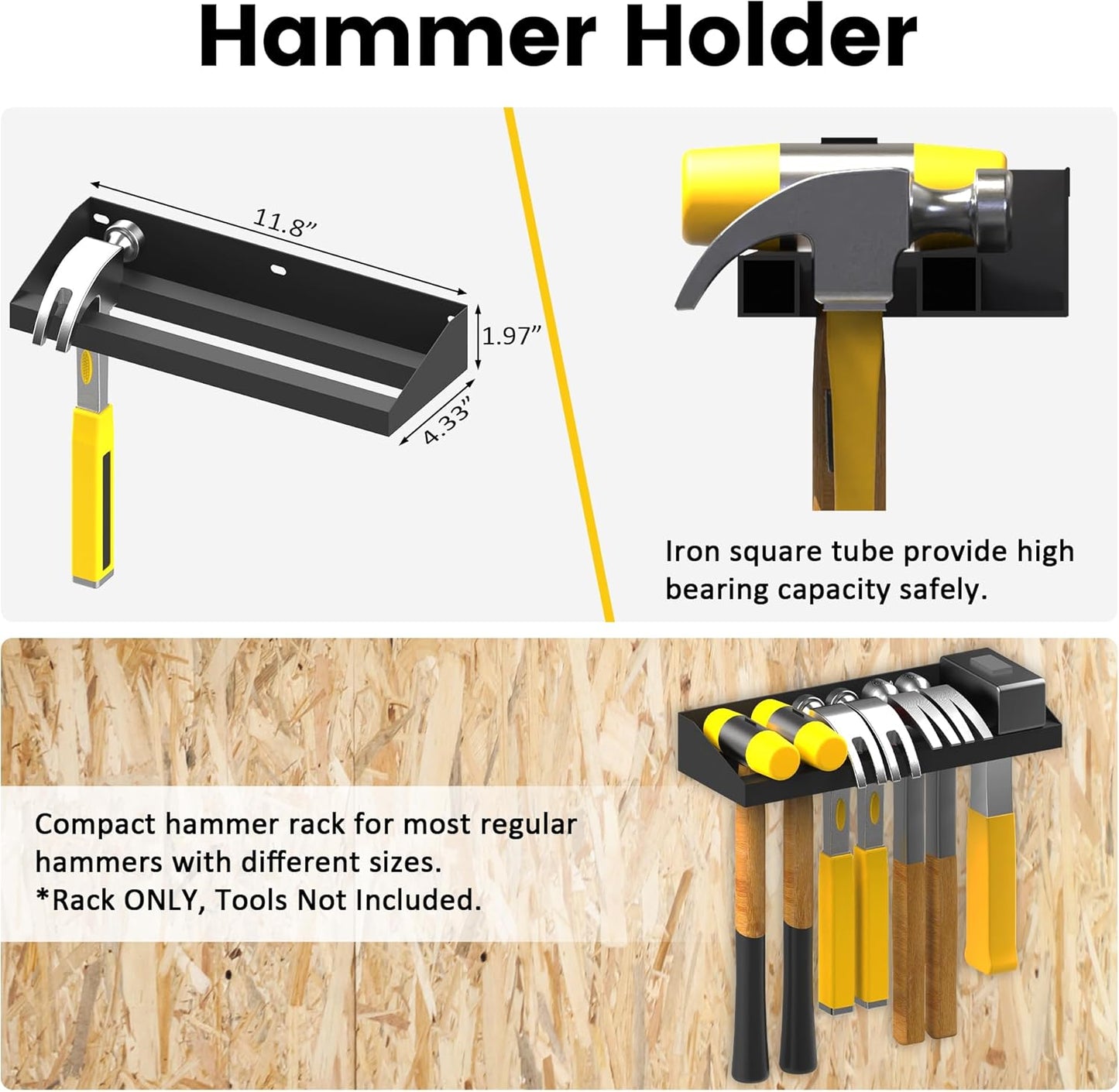 UNITEDPOWER Hand Tool Storage Set - Wall Mount Screwdriver Organizer & Pliers Holder | 4 Pack Metal Hardware Tray for Garage