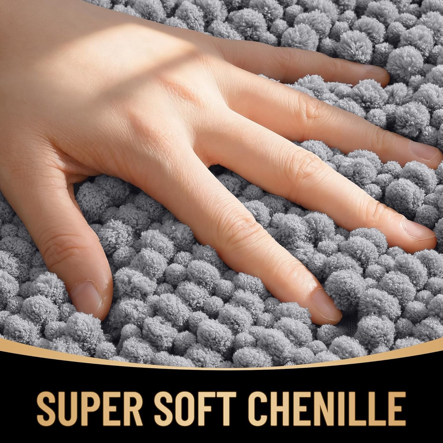 OLANLY Thick Bathroom Rugs - Extra Soft Chenille Bath Mats with Rubber Backing | 30x20 Grey