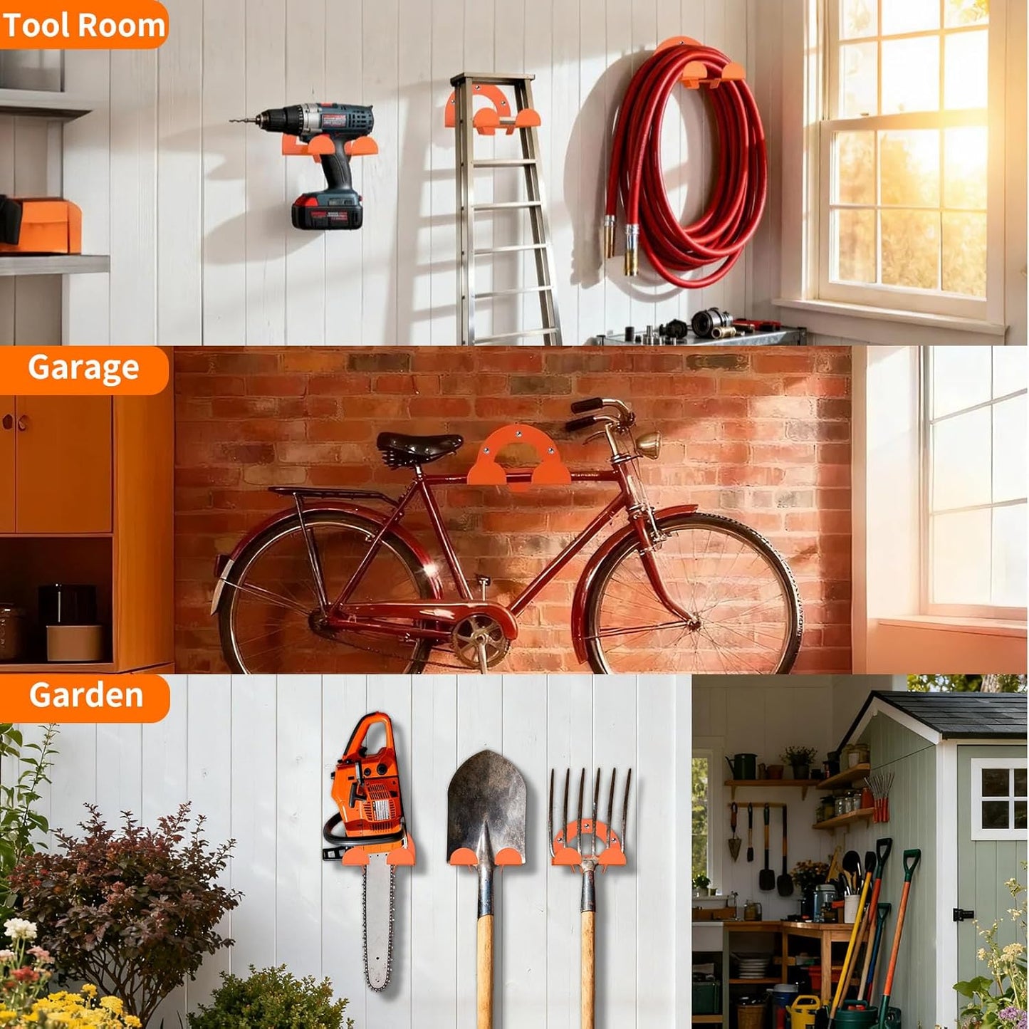 Weed Eater Wall Mount Trimmer Rack - Garage Organizer for Power Tools | 1 Pack Storage Solution