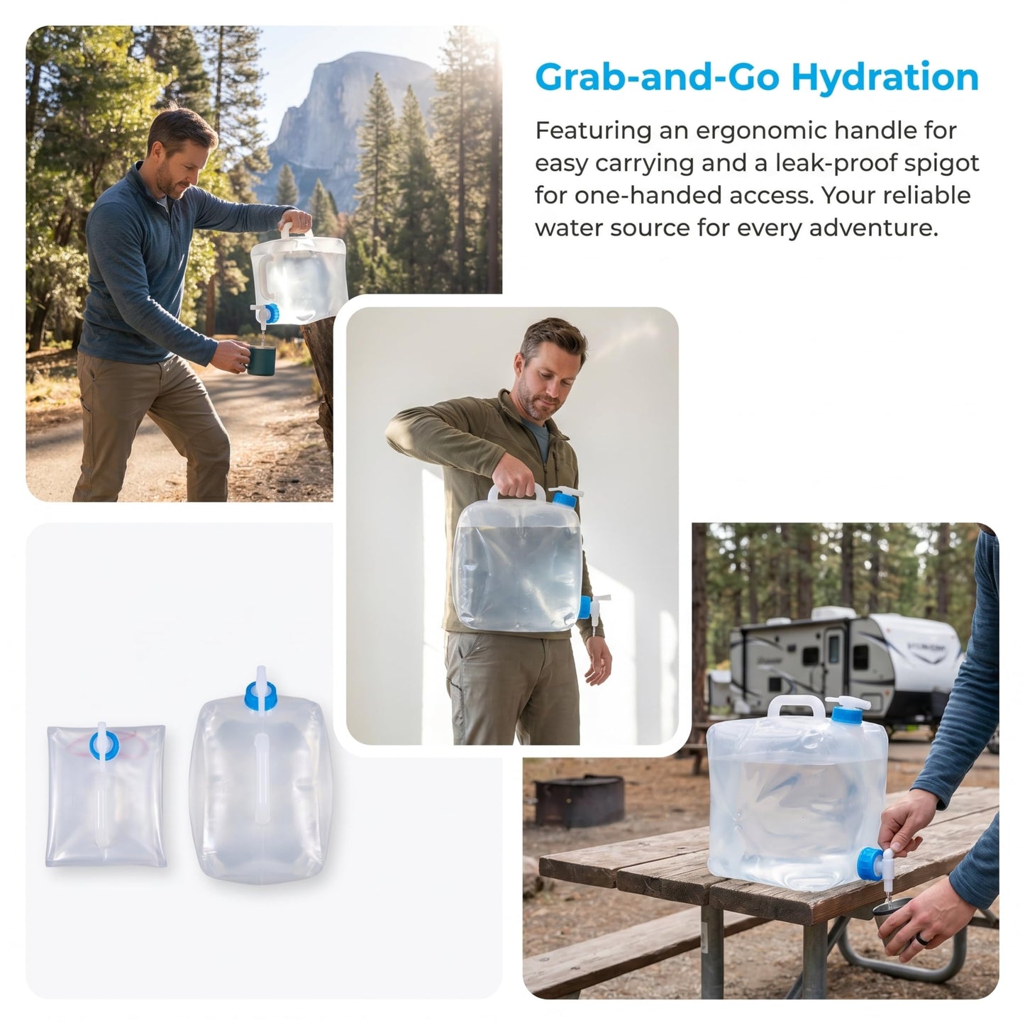 BEWBBAT 2 Pack Collapsible Water Container with Spigot 2.6 Gallon, Foldable Camping Water Storage Jug Portable Water Tank Canteen for Outdoor Hiking, Fishing, Emergency