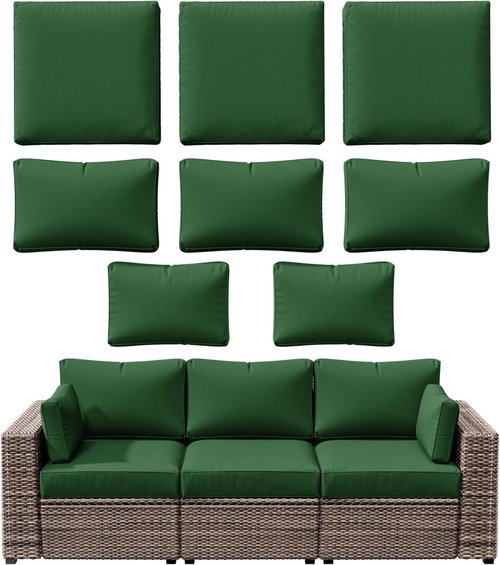 8p Outdoor Cushion Slipcovers - Waterproof Replacement Covers for 3-Seat Rattan Sofa | Patio Furniture