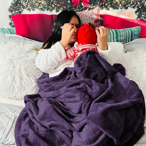 Bedsure GentleSoft Fleece Bed Blanket - Oversized Cozy Luxury Microfiber in Purple, 120x120 Inches
