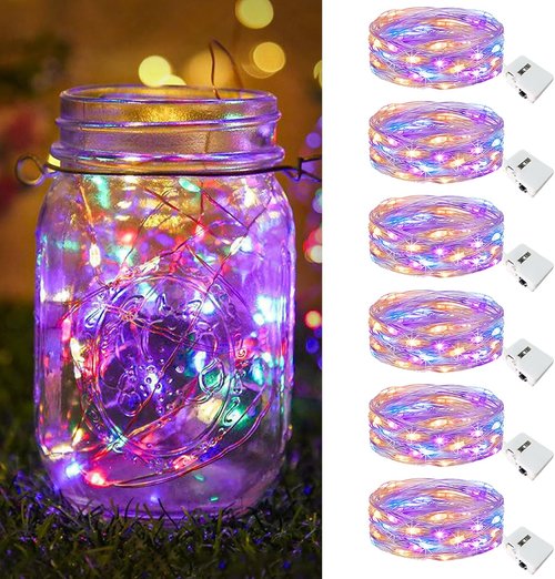 Btfarm Fairy Lights - 6 Pack Battery Operated 20 LED Twinkle String Lights | Waterproof Mini Silver Wire for Weddings & Decor