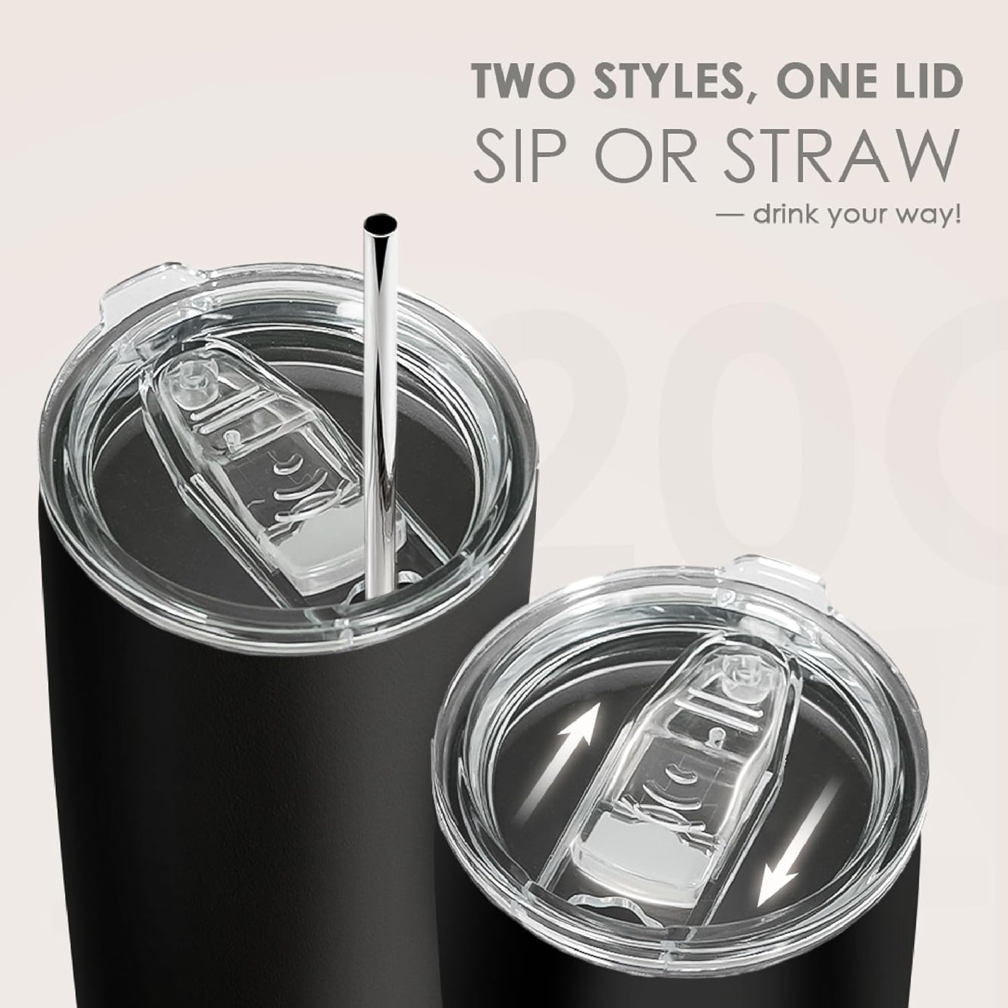 SANDJEST 20oz Black Tumbler - Stainless Steel Double Wall Vacuum Insulated Travel Coffee Cup