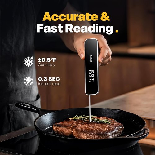 0.3S Professional Instant Read Meat Thermometer - Digital Cooking Thermometer for Grilling & BBQ - Essential Kitchen Gadget in Grey