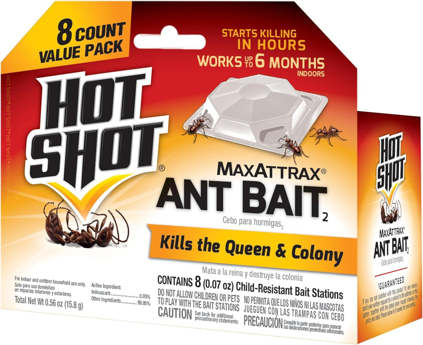 MaxAttrax Ant Bait by Hot Shot - Child-Resistant Stations | 8 Count for Effective Ant Control