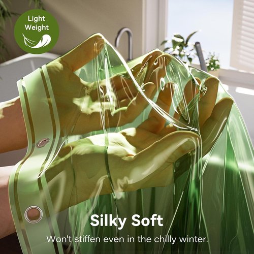 Clear Green PEVA Shower Curtain Liner by [Brand Name] - Waterproof, Lightweight, 72 x 72 Inches with 3 Strong Magnets