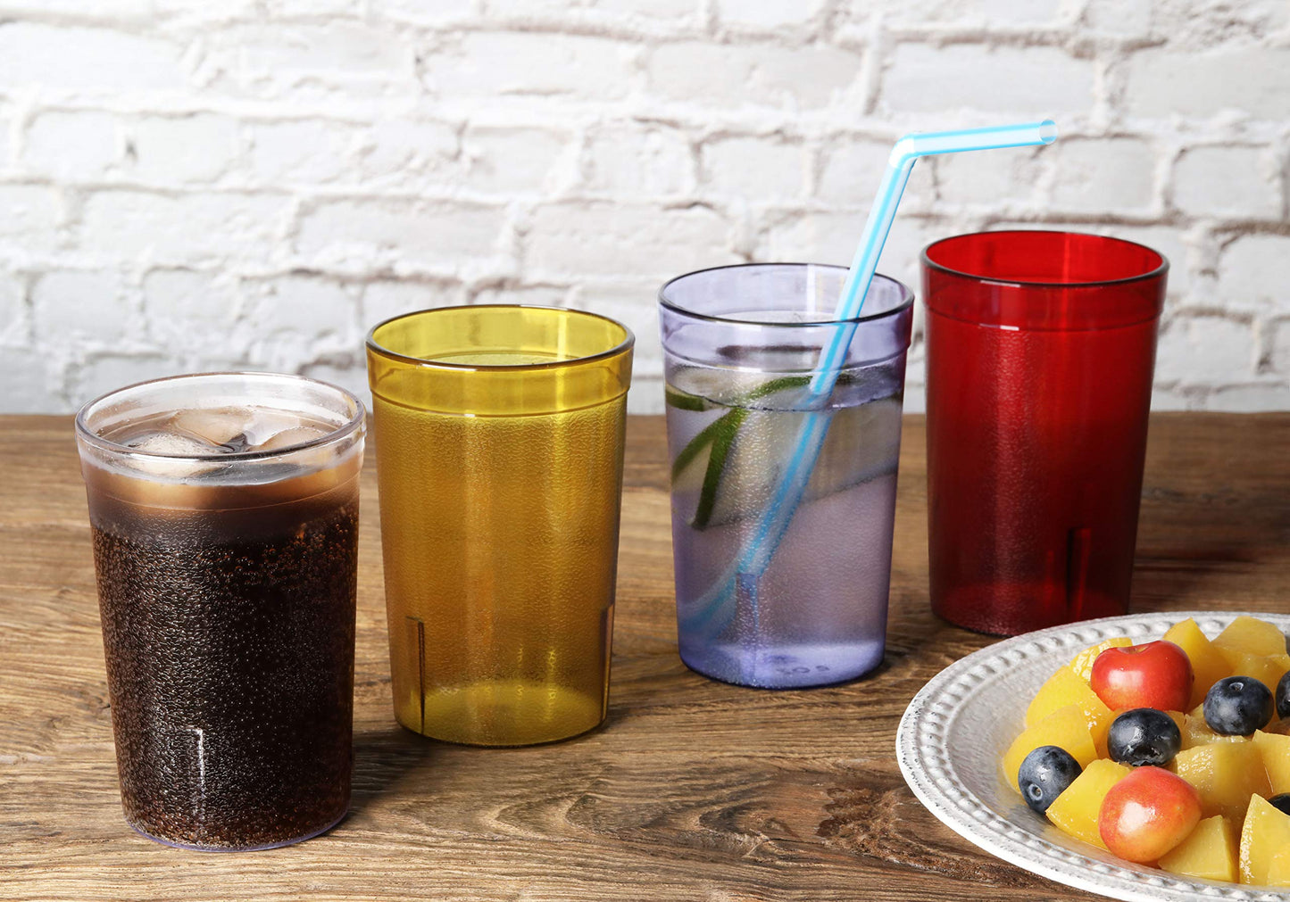 New Star Foodservice Restaurant-Grade Polycarbonate Beverage Tumblers, 8 oz, Red, Set of 12