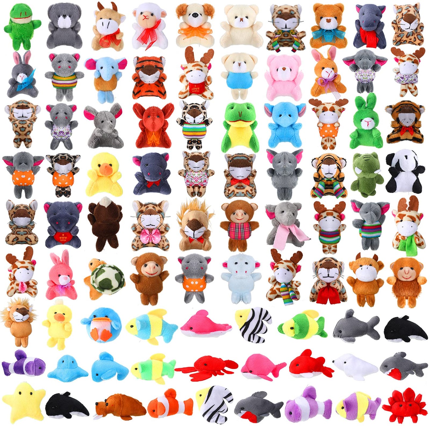 Zhanmai 100 Pcs Mini Plush Ocean Animals Keychain Bulk Sea Stuffed Animals Party Favors for Kids Easter Egg Fillers Valentines Gifts Birthday Goodie Bags Classroom Prizes Carnival Gifts Filler