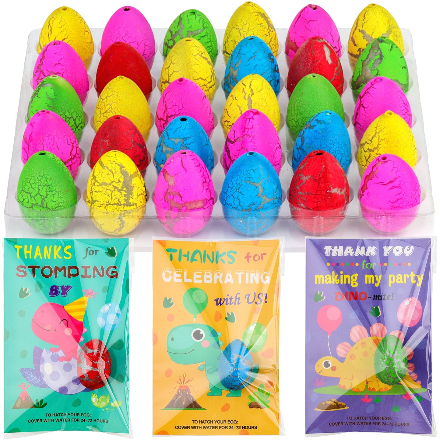 ANPHILE Dinosaur Party Favors, 30 Pack Hatching Dinosaur Eggs with Card Bulk - Dino Birthday Goodie Bag Stuffers , Novelty Birthday Party Favors for Kids