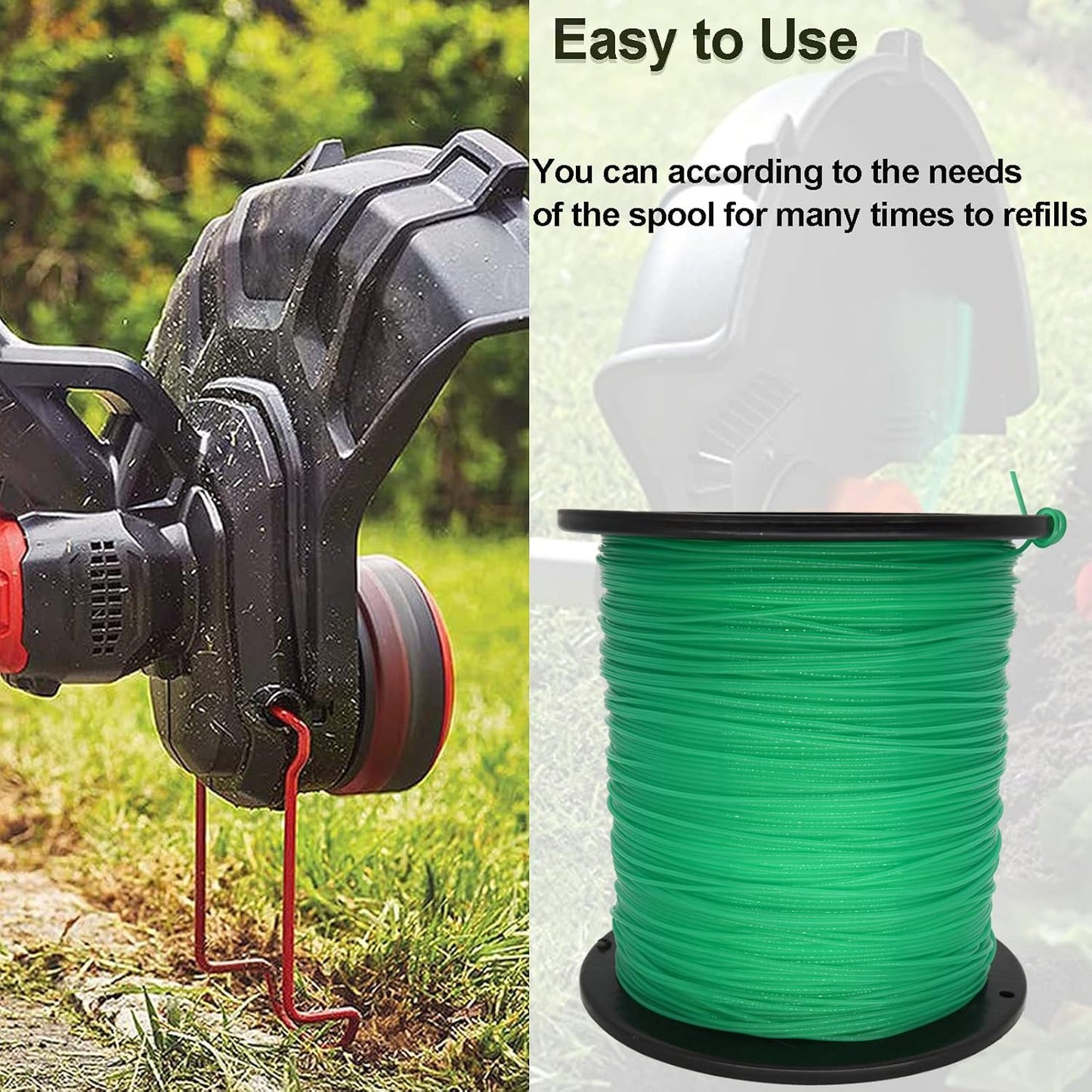 KAKO 080 Trimmer Line - Commercial Grade .080-Inch Round Weed Wacker String | 2000 Ft Green